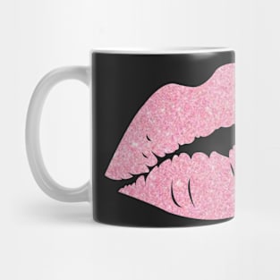 Baby Pink Faux Glitter Lips Mug